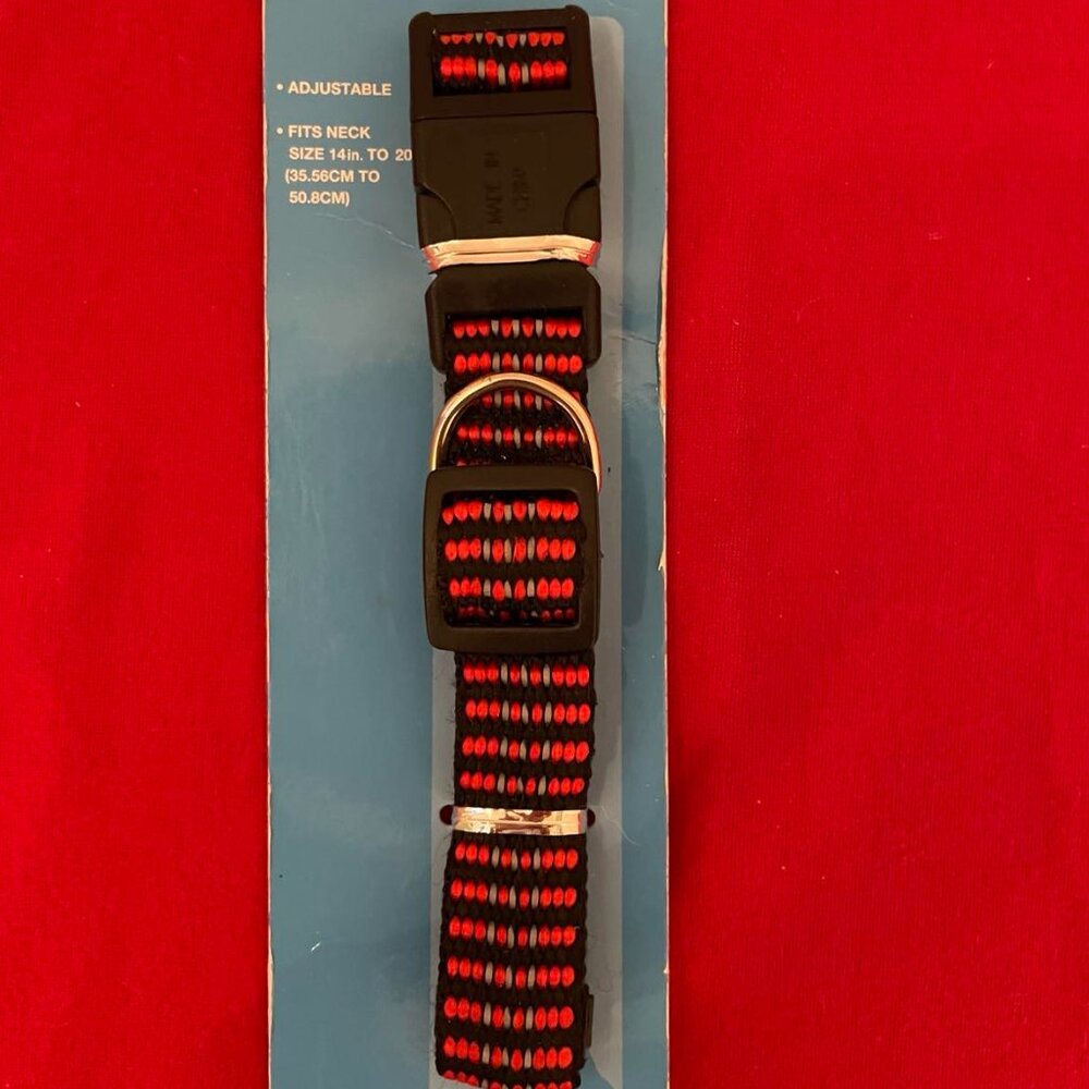 Dog Collar: NWT Adjustable Reflective Stripes, Medium